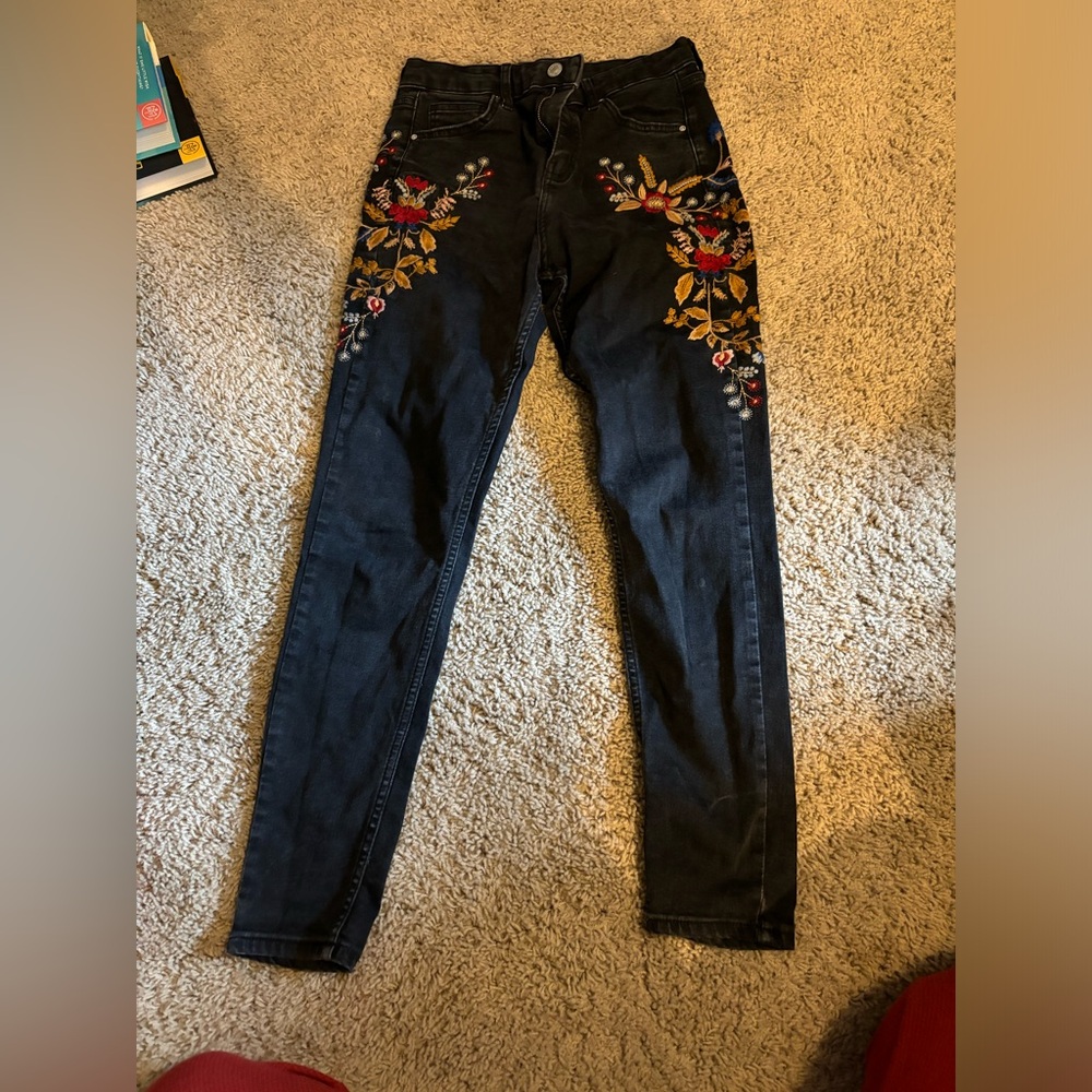 Floral embroidered TopShop Jeans